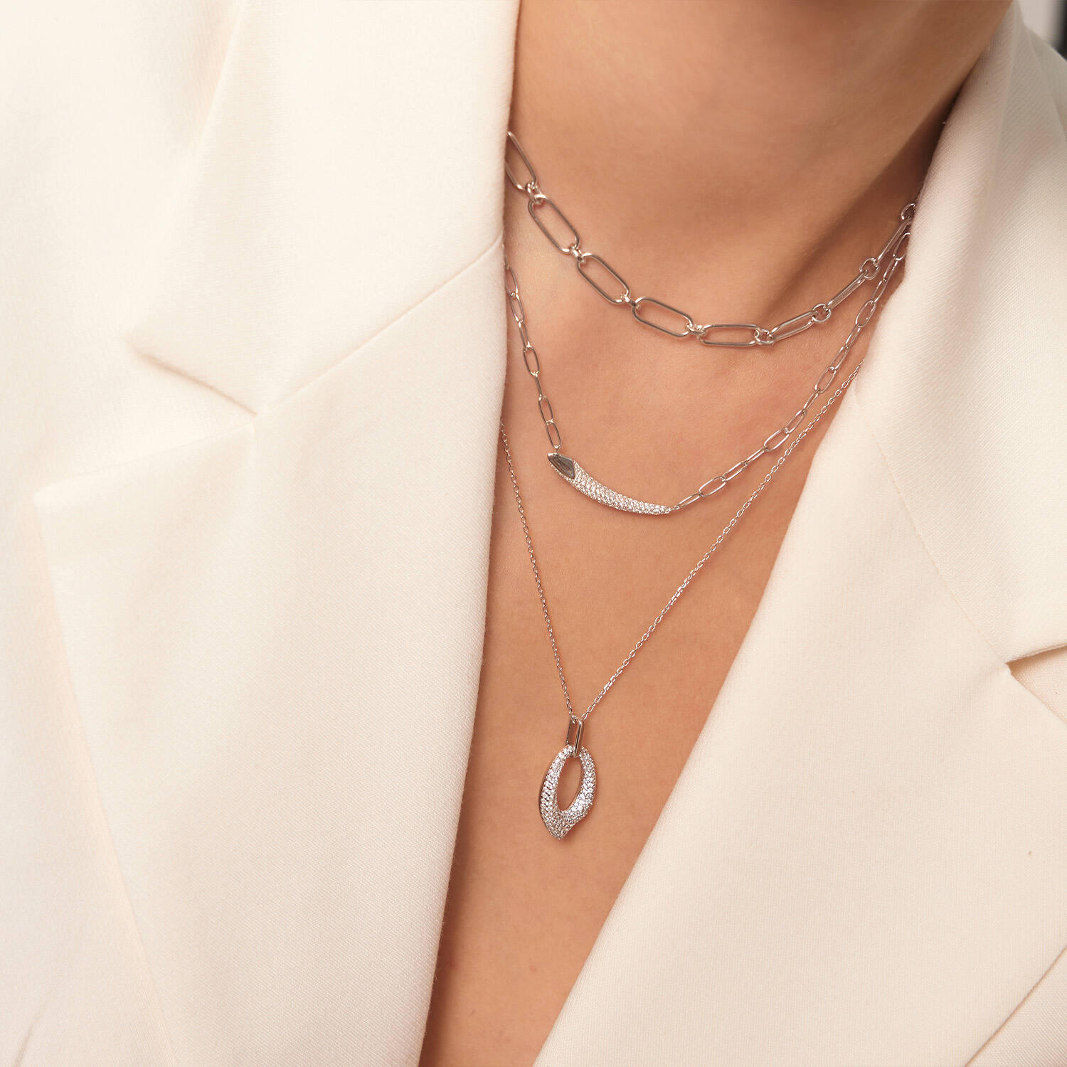  Tough Love 2 - Chokers - Silver / Rhodium plated - Zirconia - 45cm